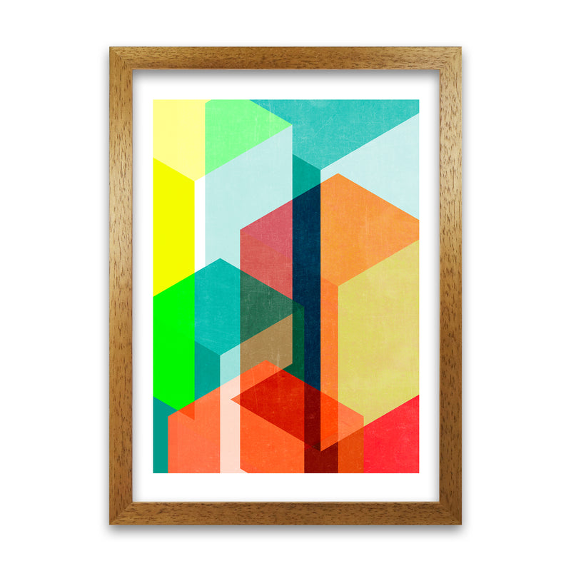 Bright Colourful Abstract Print B Oak Grain