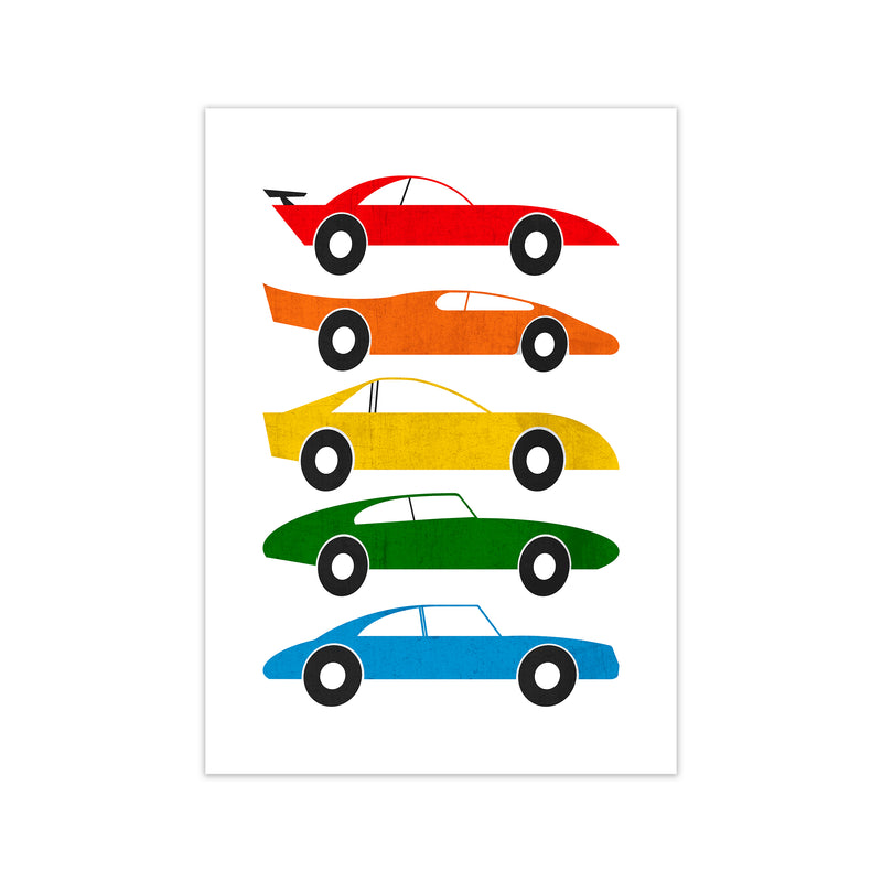 Mid Century Cars on White Print Only