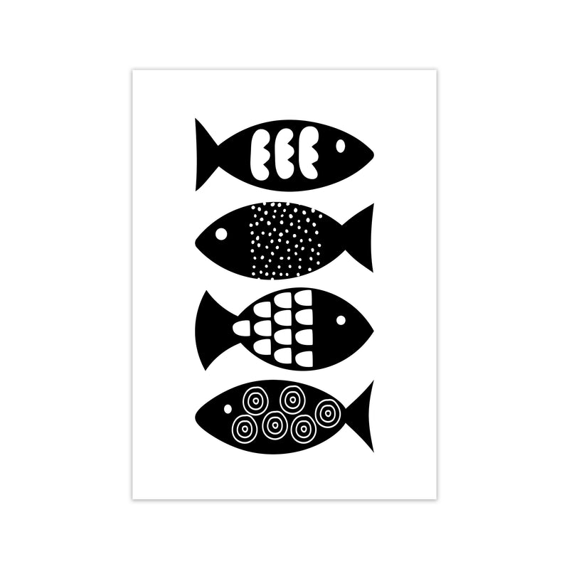 Black and White Scandi Fish Print Only