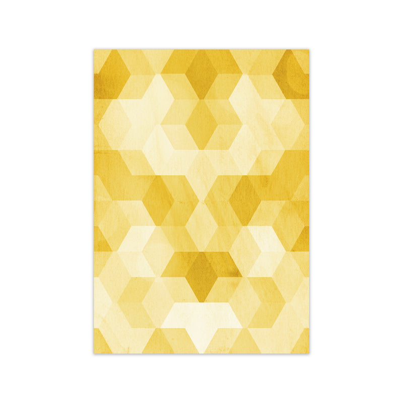 Set of 2 Yellow Hexagon Abstract Print B A1 Print Only