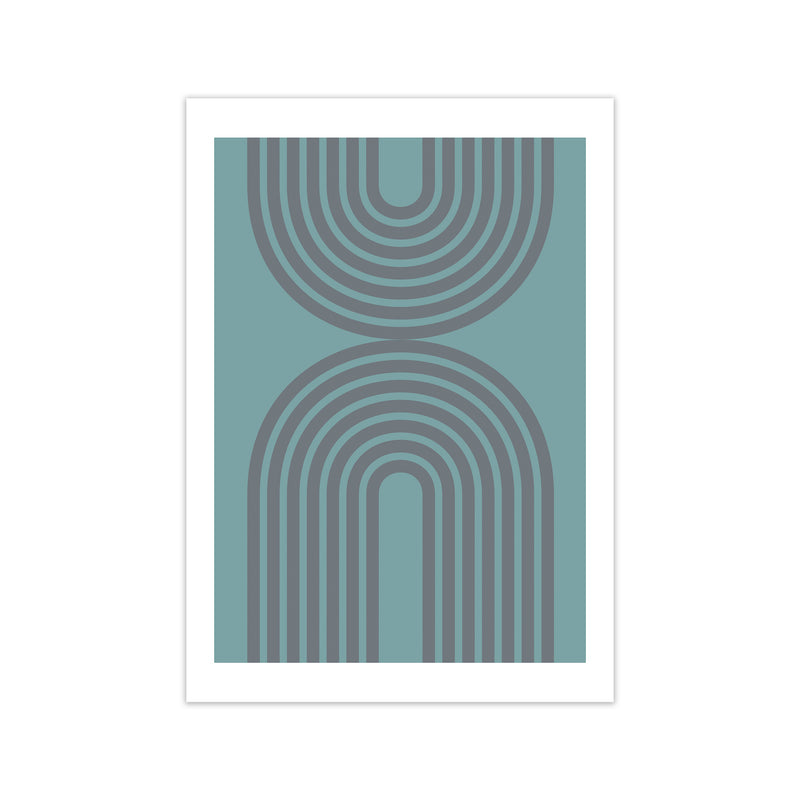 Grey and Blue Modern Rainbow Print Only