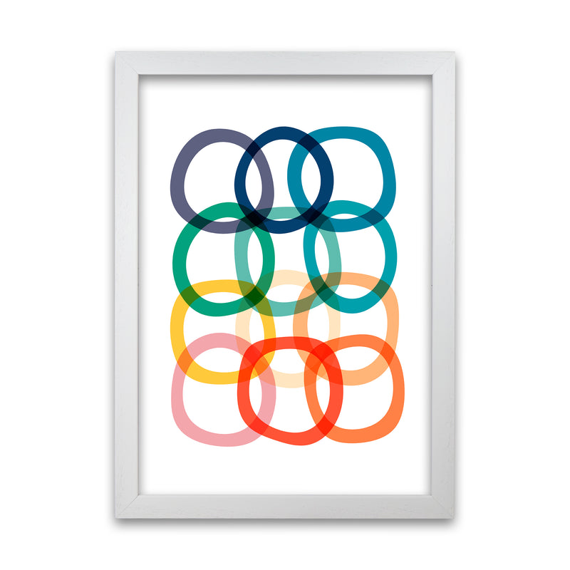 Colorful Rings Print White Grain