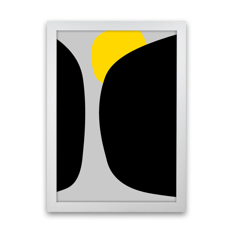 Abstract Black Shapes with Yellow Original B Art Print by Print Punk Studio White Grain
