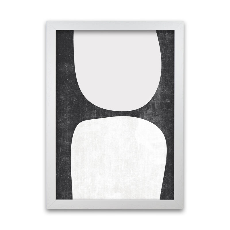 Mid Century Black and White Grunge Wall Art A A1 White Grain Frame