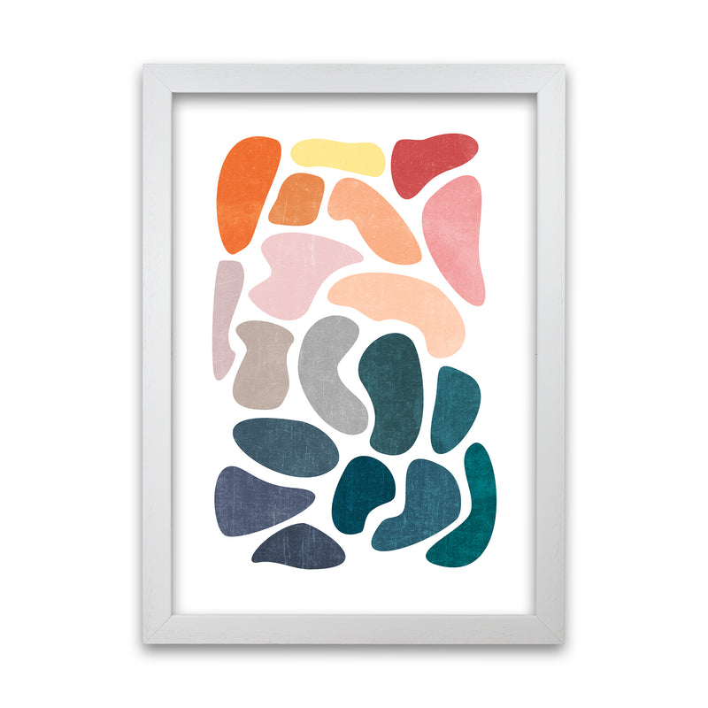 Colourful Abstract Shapes Print B White Grain