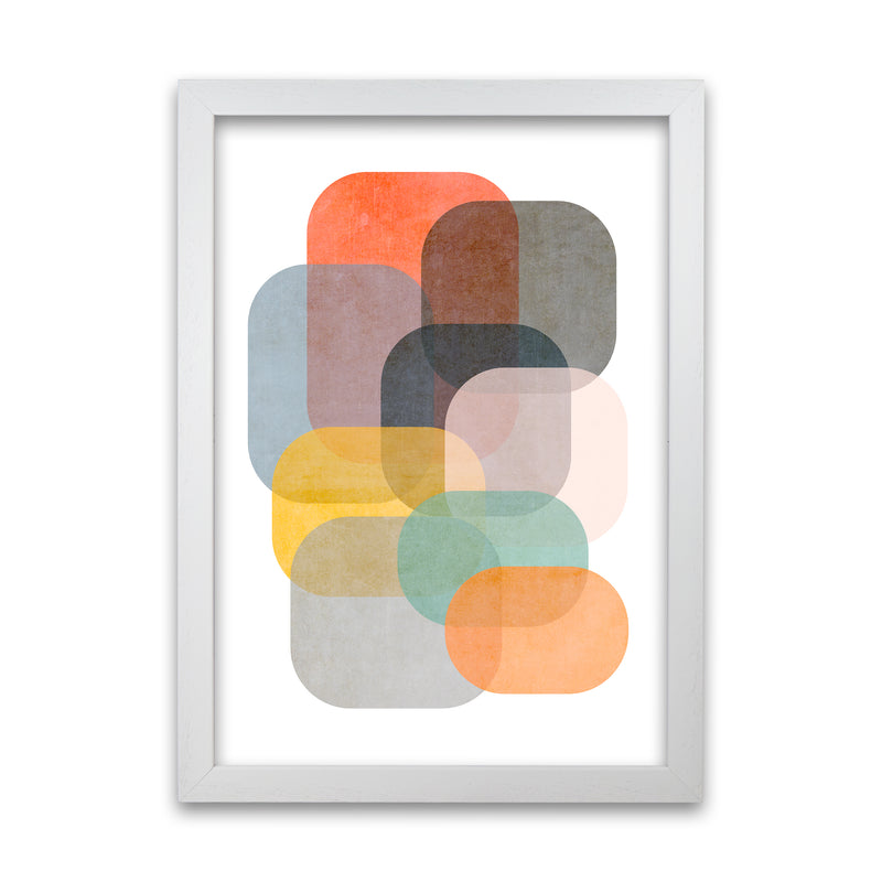 Colourful Abstract Shapes Wall Art A White Grain