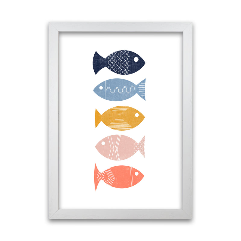 Scandinavian Geometric Print Fish A White Grain