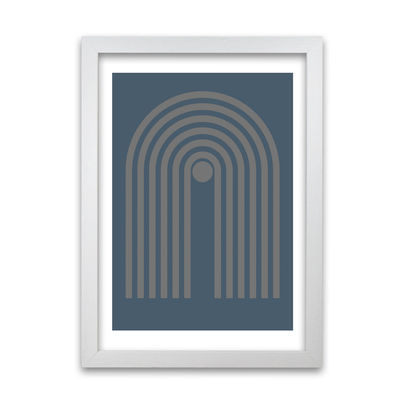 Mid Century Grey and Blue Wall Art Prints A White Grain
