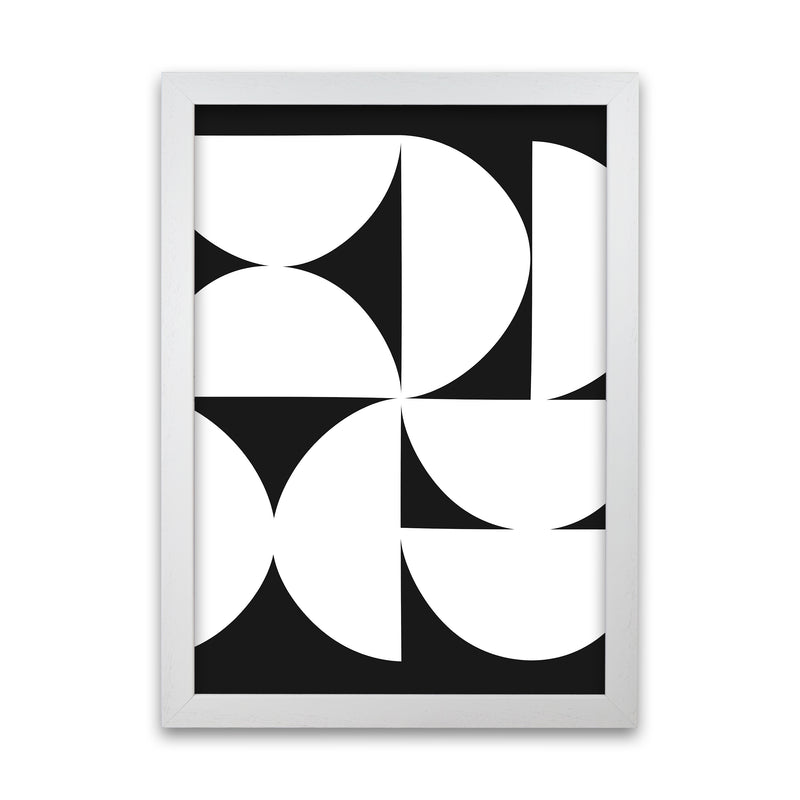 Abstract Black and White Half Circles Original Art Print by Print Punk Studio White Grain