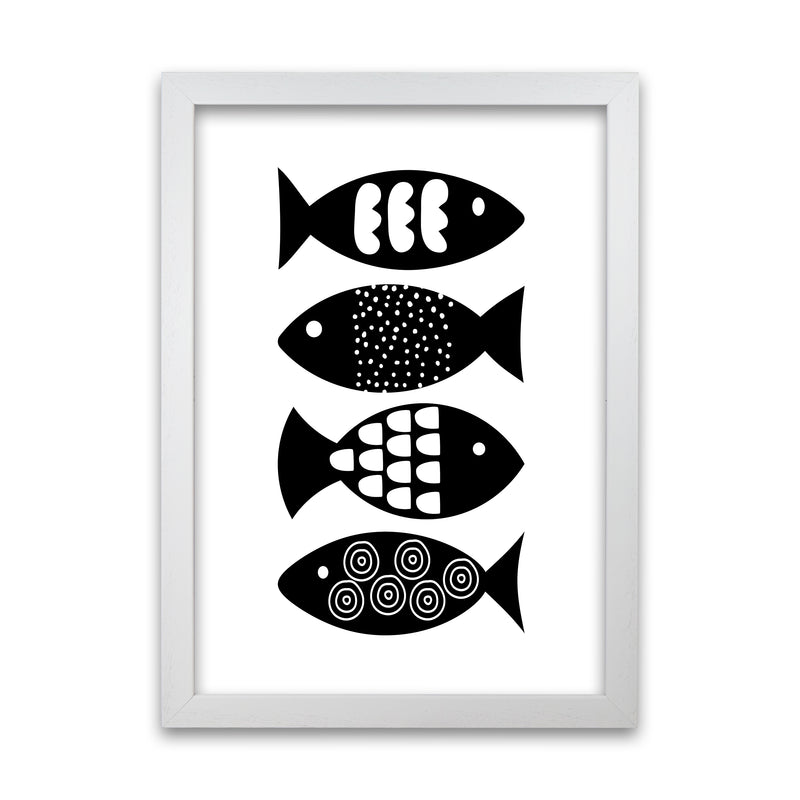 Black and White Scandi Fish White Grain