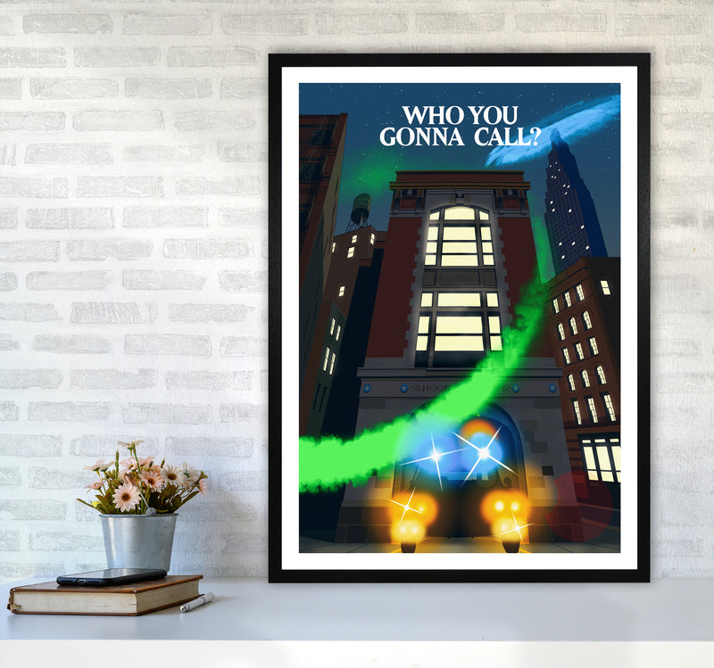 Ghostbusters Night Art Print by Richard O'Neill A1 White Frame