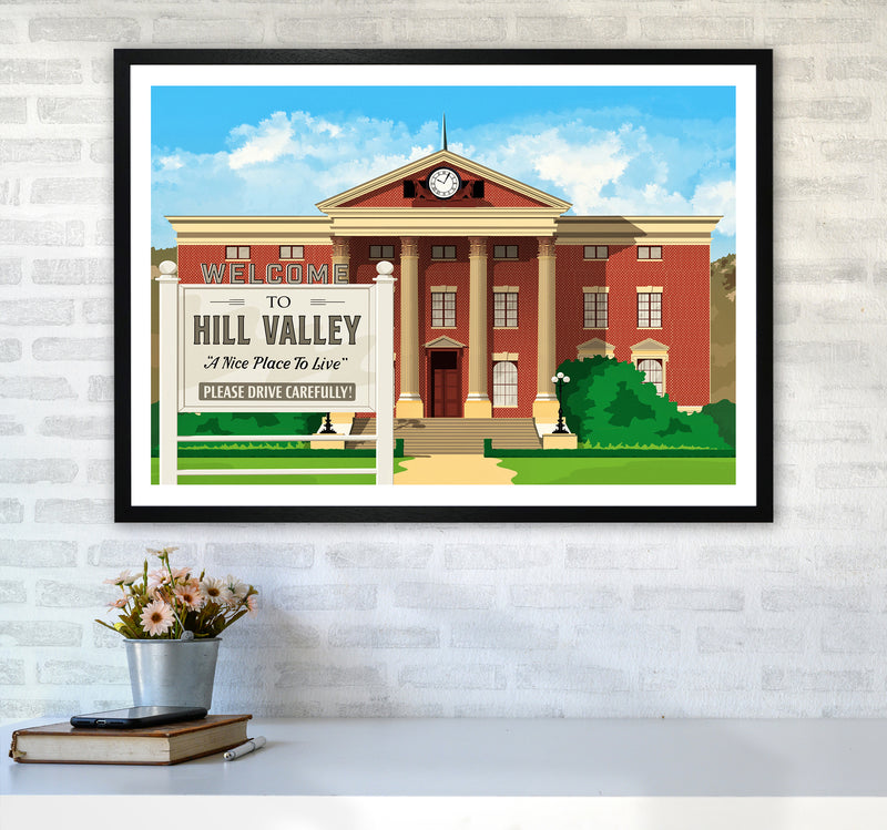 Hill Valley 1955 Revised Art Print by Richard O'Neill A1 White Frame