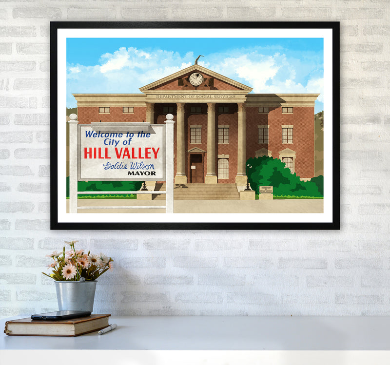 Hill Valley 1985 Revised Art Print by Richard O'Neill A1 White Frame