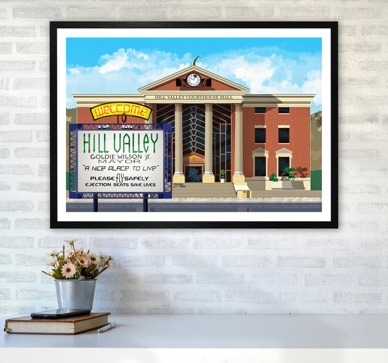 Hill Valley 2015 Revised Art Print by Richard O'Neill A1 White Frame