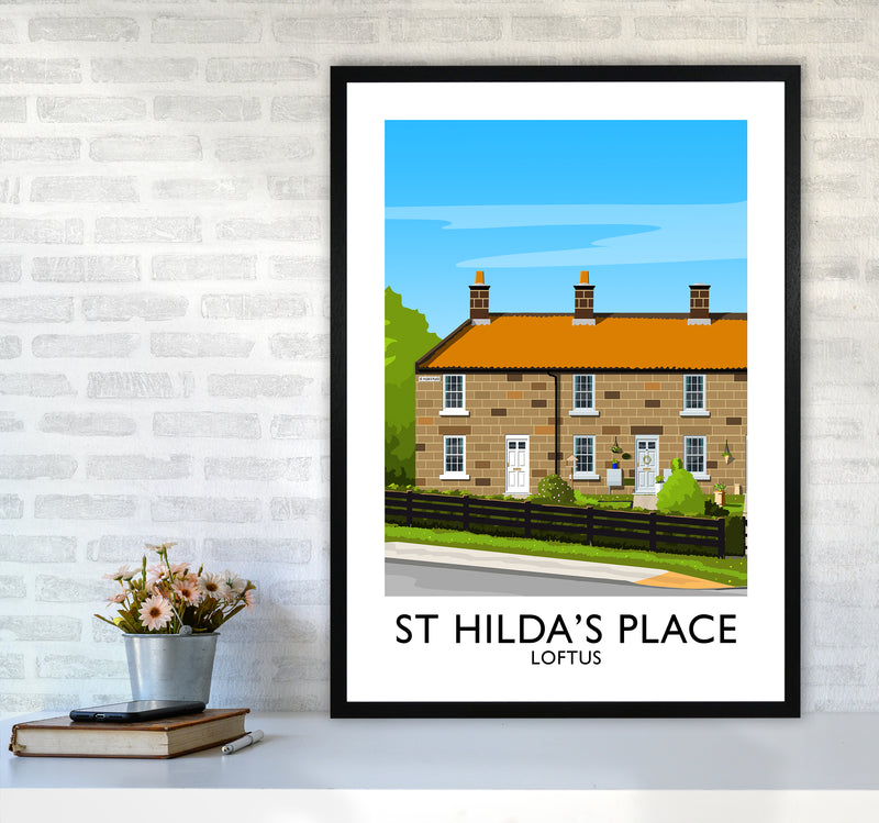 St Hilda's Place Portrait Art Print by Richard O'Neill A1 White Frame
