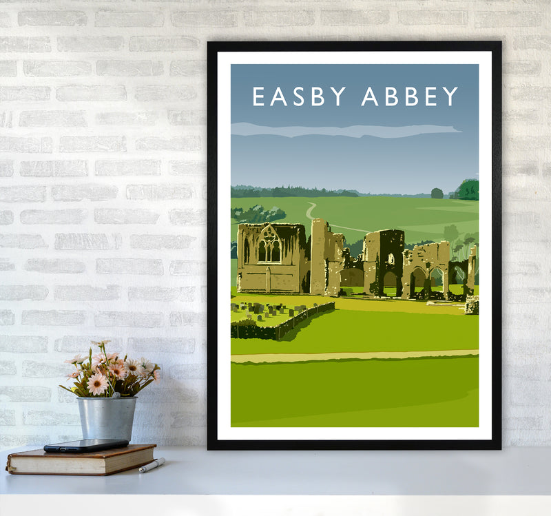 Easby Abbey Portrait Art Print by Richard O'Neill A1 White Frame