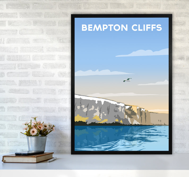 Bempton Cliffs portrait Travel Art Print by Richard O'Neill A1 White Frame