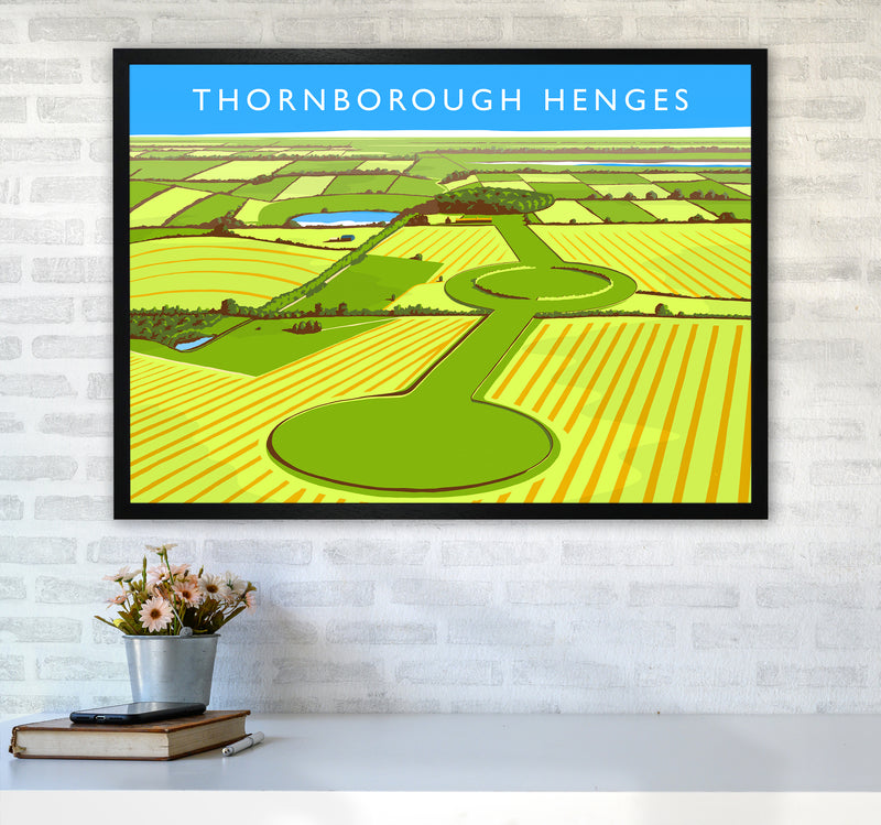 Thornborough Henges Travel Art Print by Richard O'Neill A1 White Frame