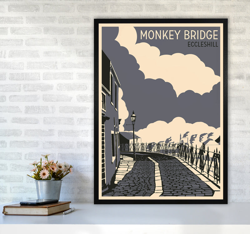 Monkey Bridge, Eccleshill Travel Art Print by Richard O'Neill A1 White Frame