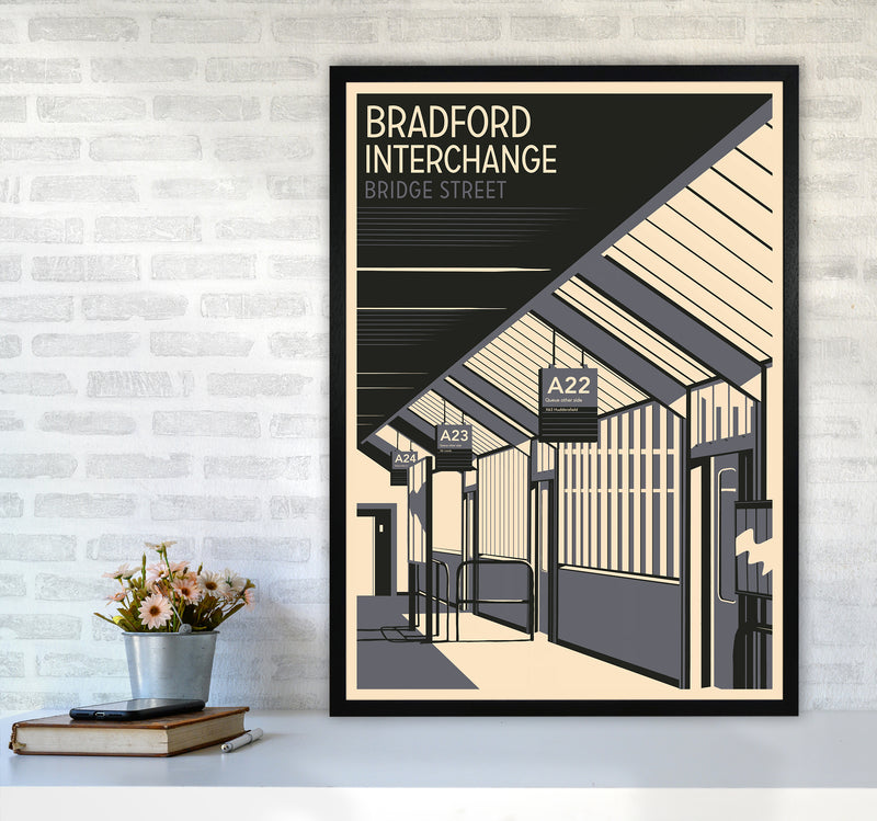 Bradford Interchange, Bridge Street portrait Travel Art Print by Richard O'Neill A1 White Frame