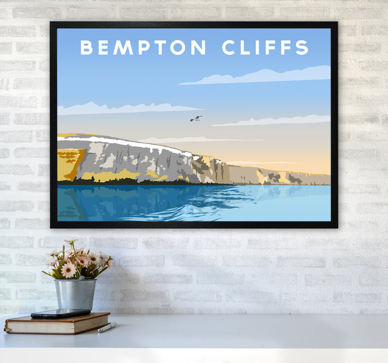 Bempton Cliffs Travel Art Print by Richard O'Neill A1 White Frame