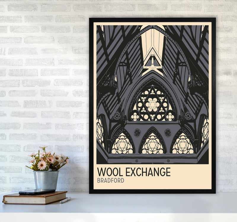 Wool Exchange, Bradford Travel Art Print by Richard O'Neill A1 White Frame