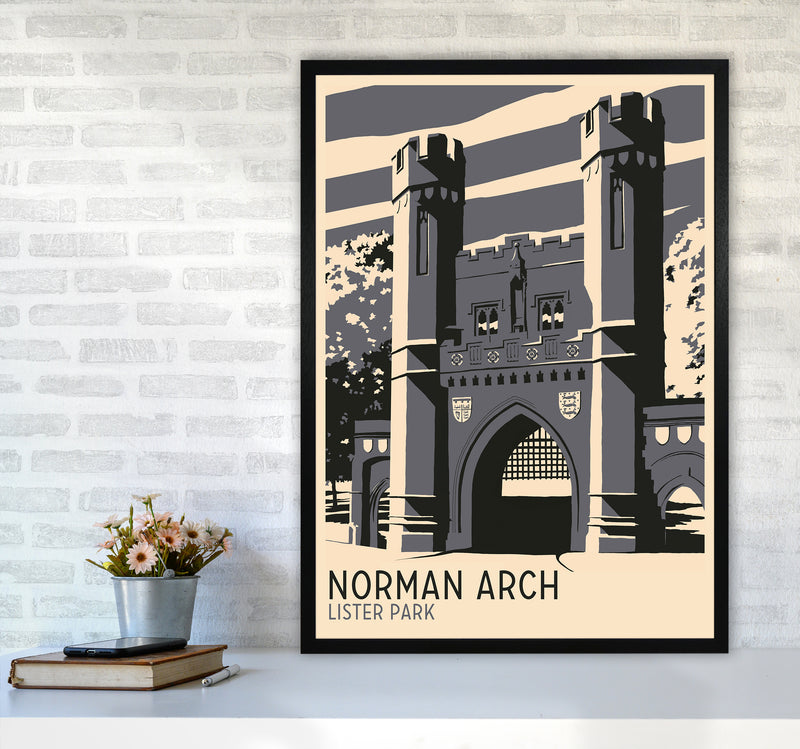 Norman Arch, Lister Park Travel Art Print by Richard O'Neill A1 White Frame