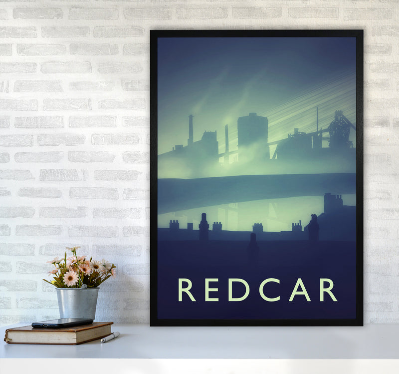 Redcar (night) portrait Travel Art Print by Richard O'Neill A1 White Frame