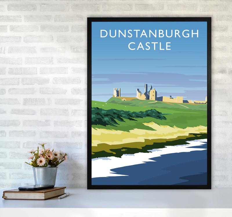 Dunstanburgh Castle portrait Travel Art Print by Richard O'Neill A1 White Frame