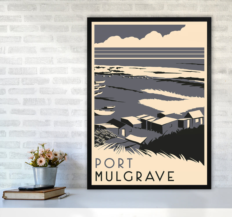 Port Mulgrave portrait Travel Art Print by Richard O'Neill A1 White Frame