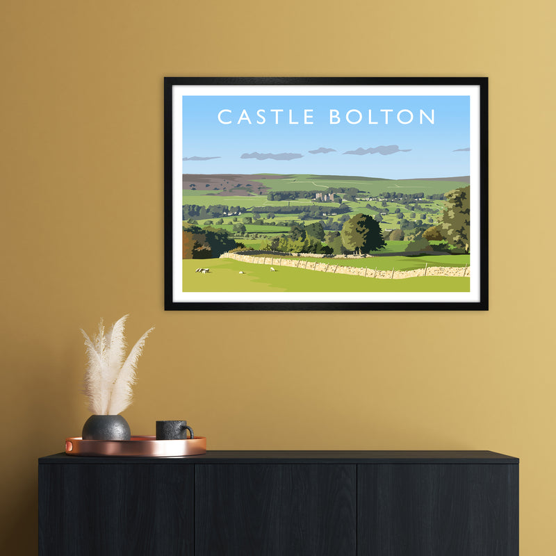 Castle Bolton Travel Art Print by Richard O'Neill A1 White Frame