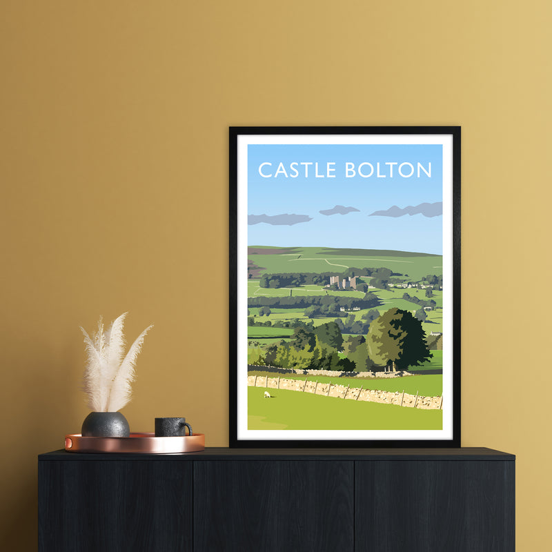 Castle Bolton Portrait Travel Art Print by Richard O'Neill A1 White Frame