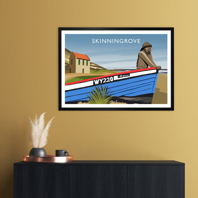 Skinningrove Travel Art Print by Richard O'Neill A1 White Frame