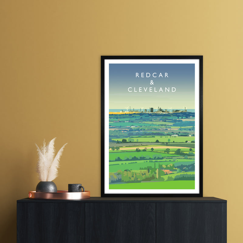 Redcar & Cleveland Travel Art Print by Richard O'Neill A1 White Frame