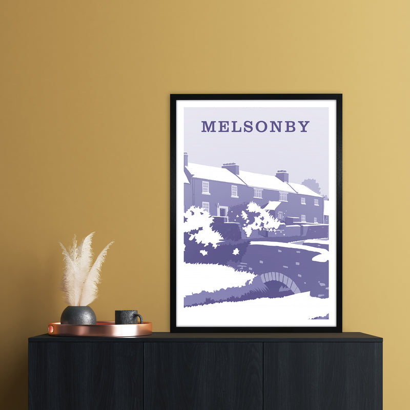 Melsonby (Snow) Portrait Travel Art Print by Richard O'Neill A1 White Frame