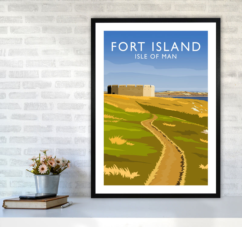 Fort Island portrait Travel Art Print by Richard O'Neill A1 White Frame