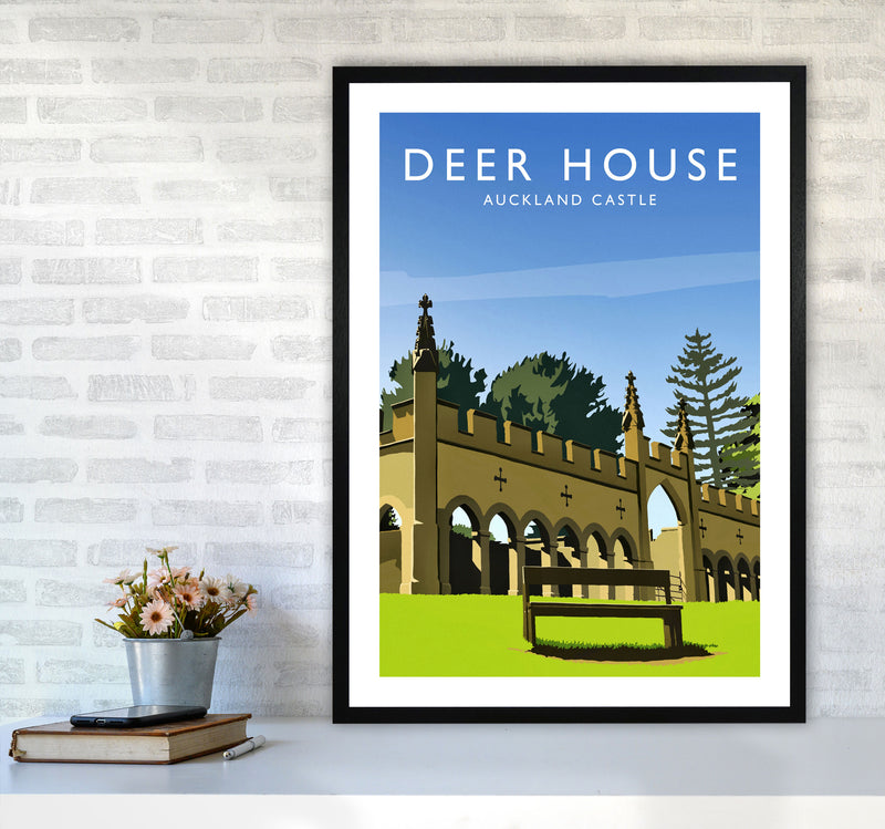 Deer House portrait Travel Art Print by Richard O'Neill A1 White Frame