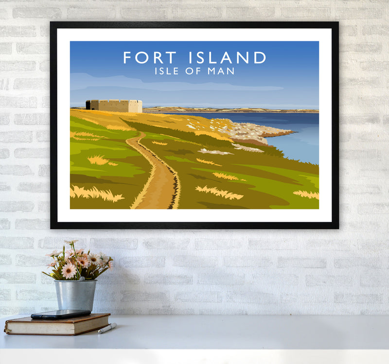 Fort Island Travel Art Print by Richard O'Neill A1 White Frame