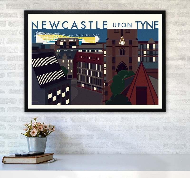 Newcastle upon Tyne 2 (Night) landscape Travel Art Print by Richard O'Neill A1 White Frame