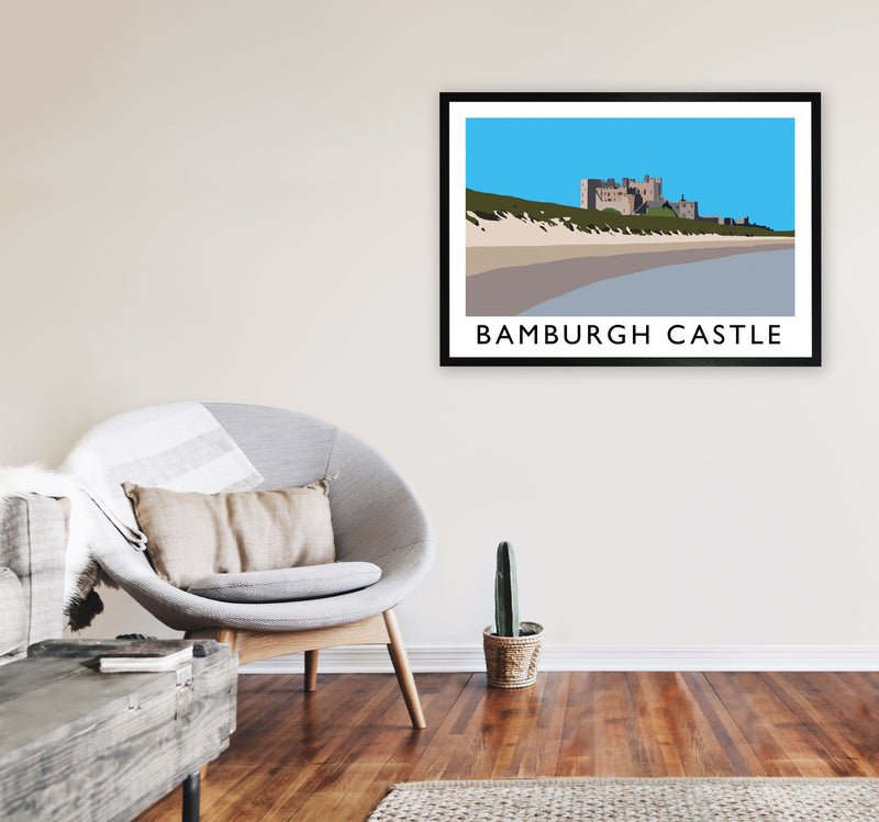 Bamburgh Castle Framed Digital Art Print by Richard O'Neill A1 White Frame