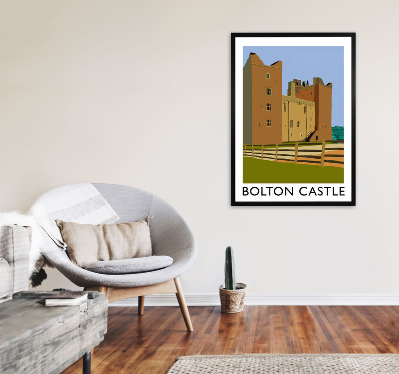 Bolton Castle Framed Digital Art Print by Richard O'Neill A1 White Frame