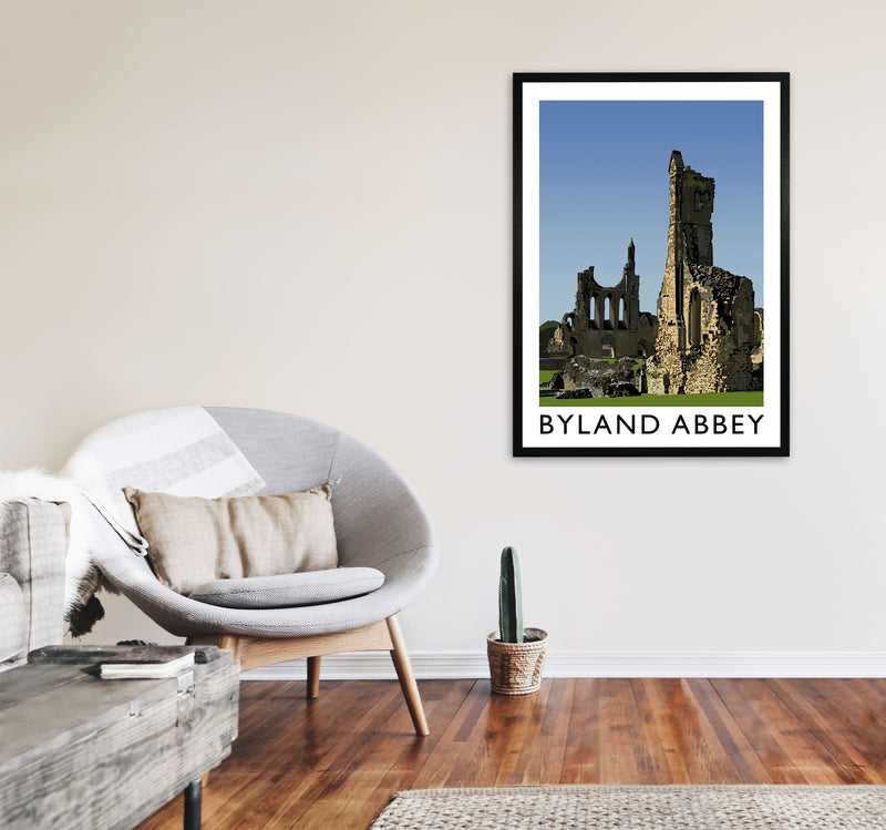 Byland Abbey Framed Digital Art Print by Richard O'Neill A1 White Frame