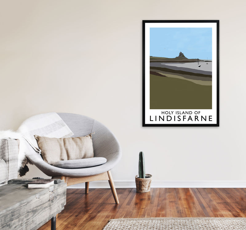 Holy Island of Lindisfarne Framed Digital Art Print by Richard O'Neill A1 White Frame