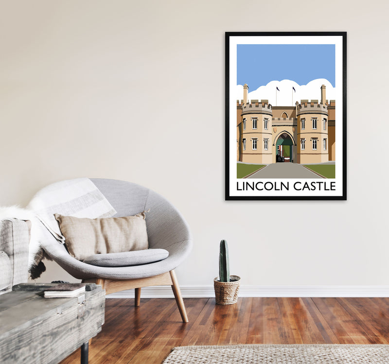 Lincoln Castle Framed Digital Art Print by Richard O'Neill A1 White Frame