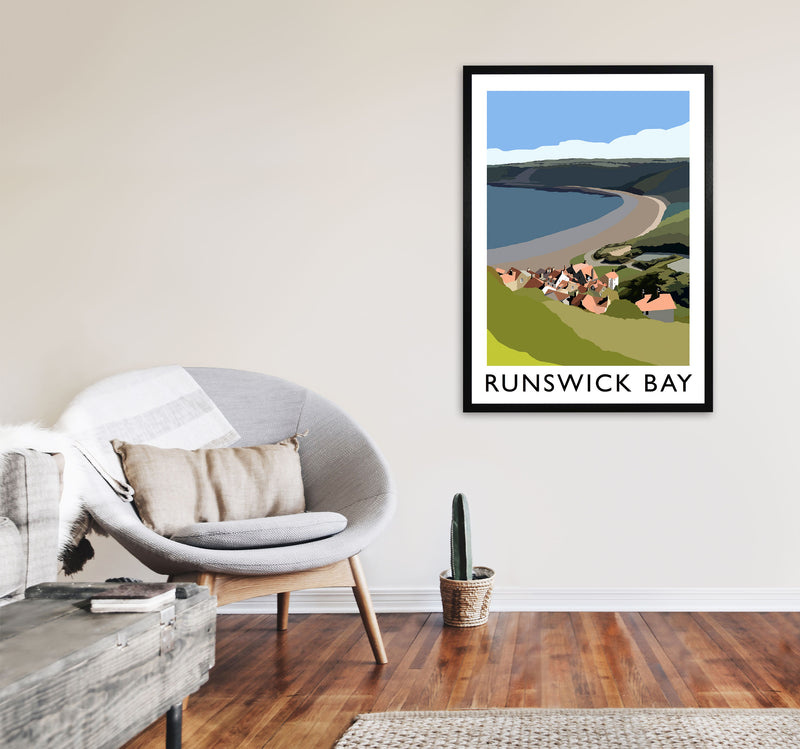 Runswick Bay Art Print by Richard O'Neill A1 White Frame