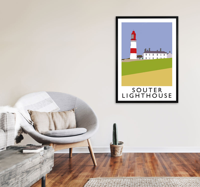 Souter Lighthouse Framed Digital Art Print by Richard O'Neill A1 White Frame