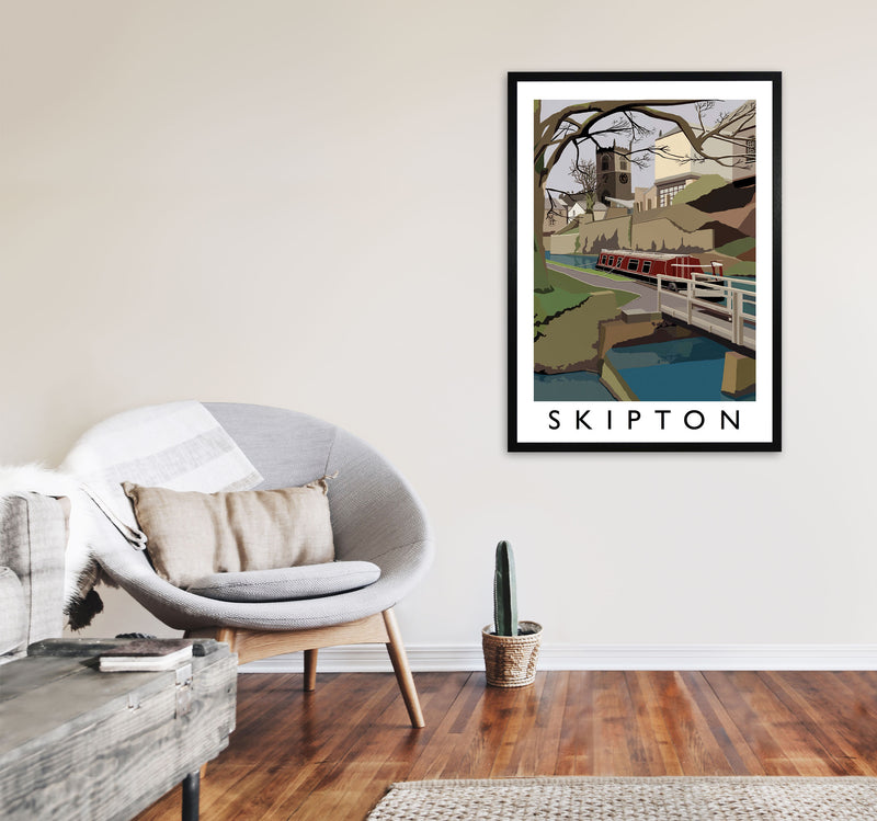 Skipton by Richard O'Neill Yorkshire Art Print, Vintage Travel Poster A1 White Frame