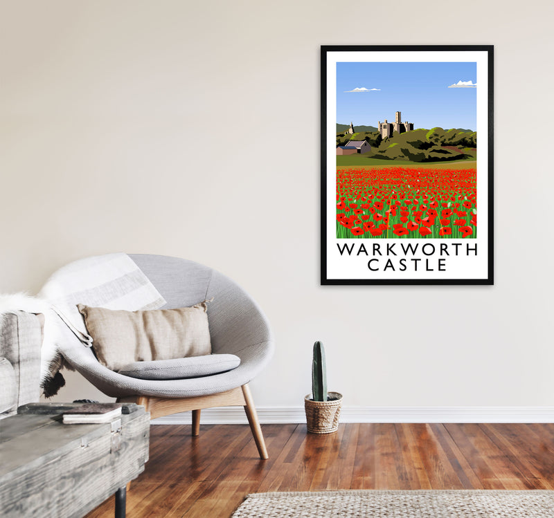 Warkworth Castle Art Print by Richard O'Neill A1 White Frame