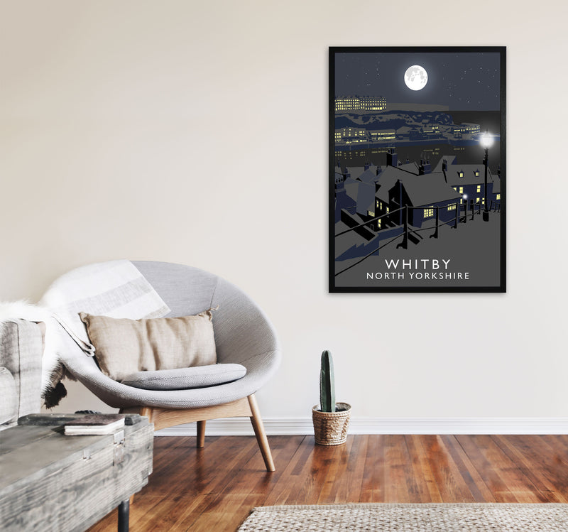 Whitby by Richard O'Neill Yorkshire Art Print, Vintage Travel Poster A1 White Frame