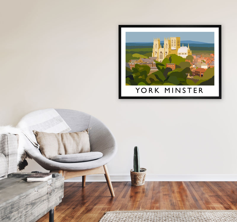 York Minster by Richard O'Neill Yorkshire Art Print, Vintage Travel Poster A1 White Frame
